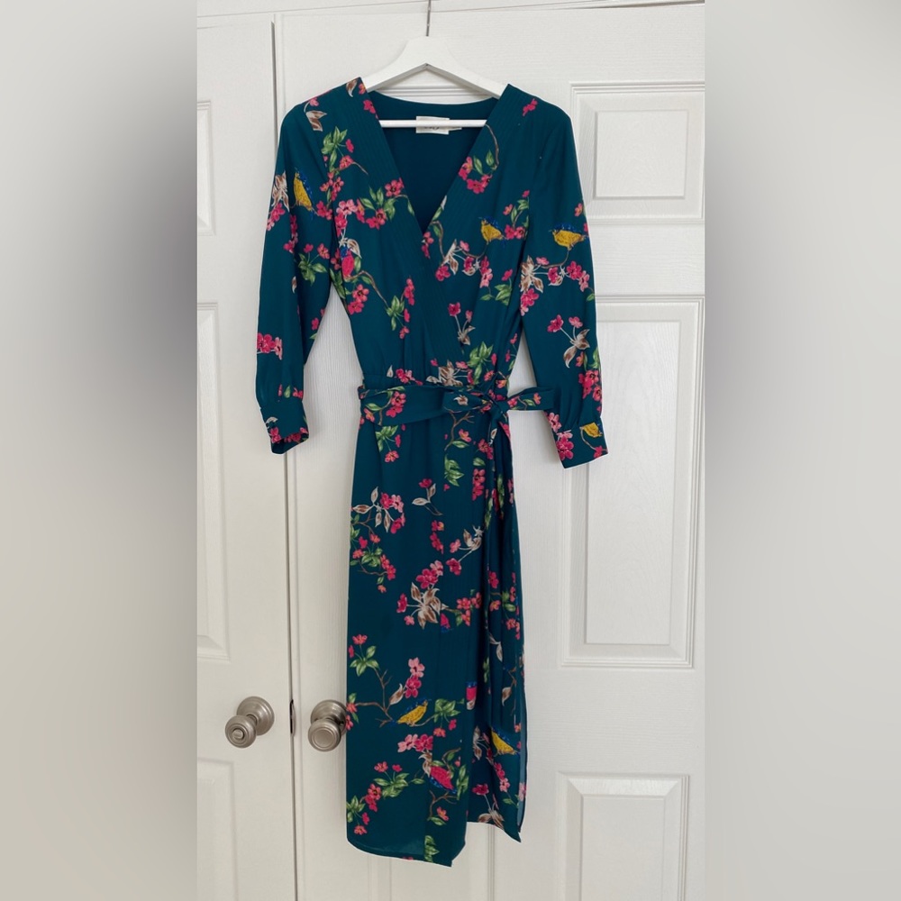 Eliza J kimono style green chinoiserie floral dress